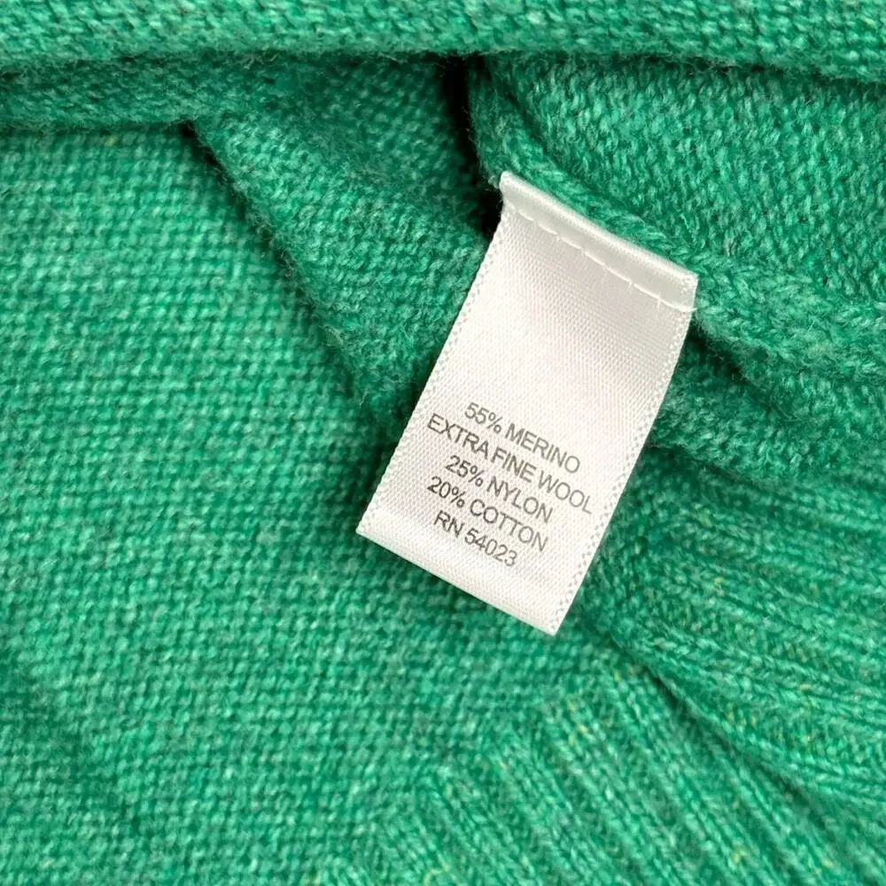 Banana‎ Republic Mens L Bright Green Italian Merino Wool Blend Crewneck Sweater